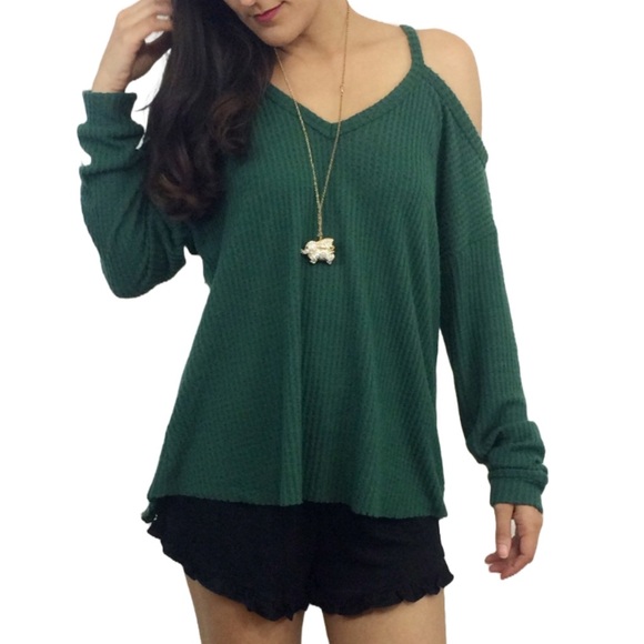 Green Waffle Knit Top - Picture 5 of 10